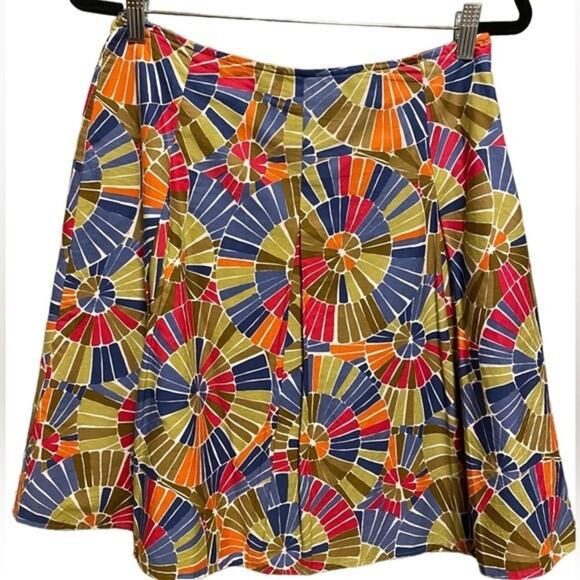 Talbots Petites Pinwheel Pleated Skirt Women’s Size 8P A-Line multicolored Fun - Picture 1 of 9